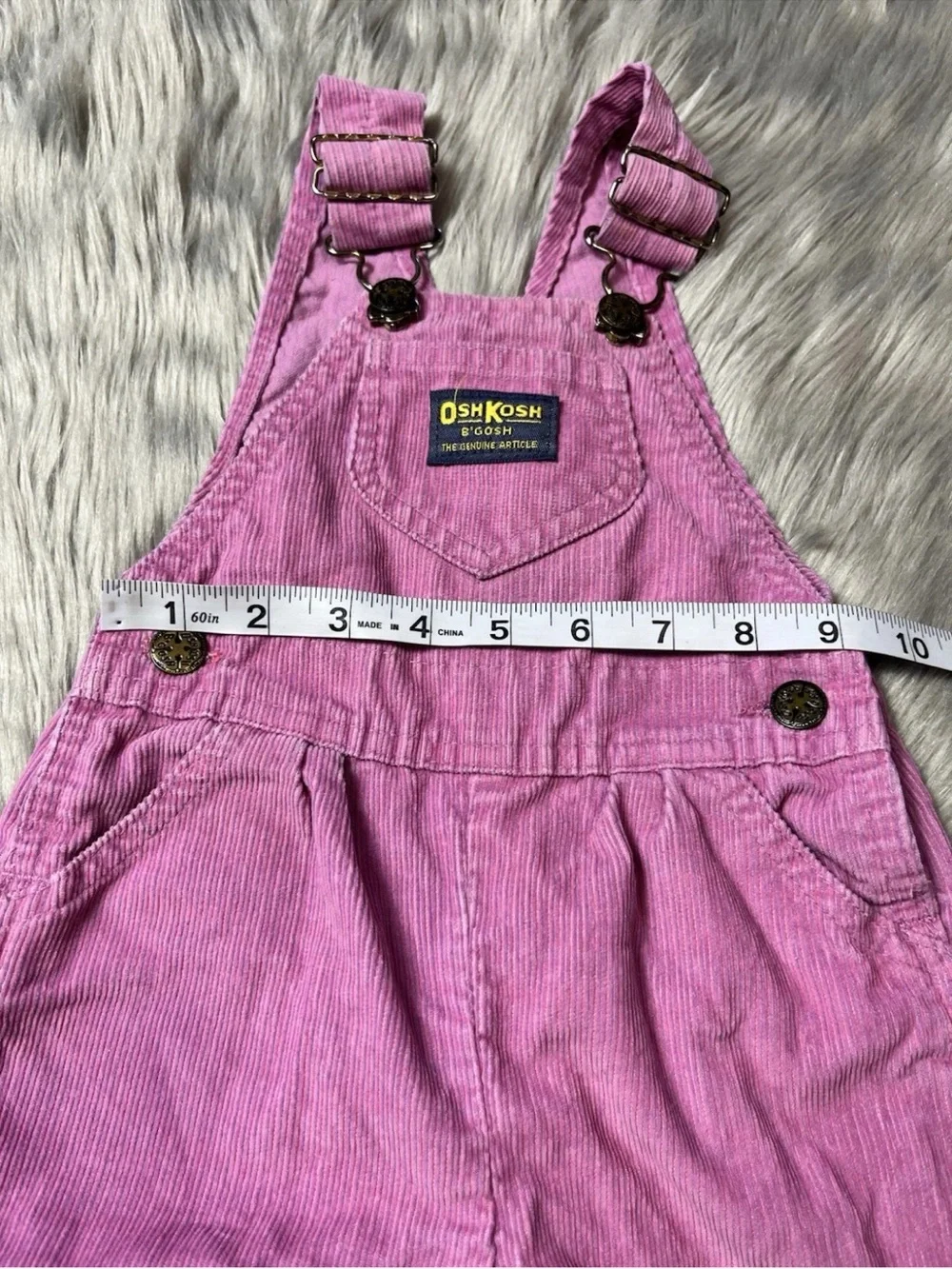 Vintage Made USA Baby Girls Pink Purple Striped Corduroy Overalls